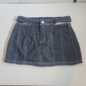 Revolve h:ours Womens Altagracia Linen Blend Cut Out Chambray Skort SZ XS NWOT